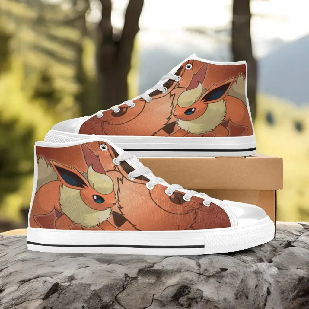Pokemon Flareon Shoes High Top Sneakers for Kids and Adults