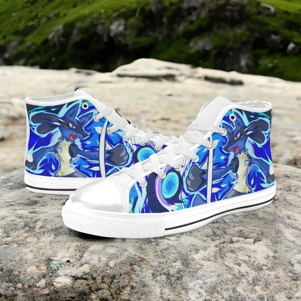 Pokemon Lucario Shoes High Top Sneakers for Kids and Adults