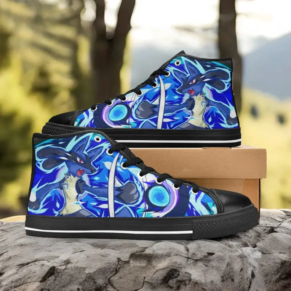 Pokemon Lucario Shoes High Top Sneakers for Kids and Adults