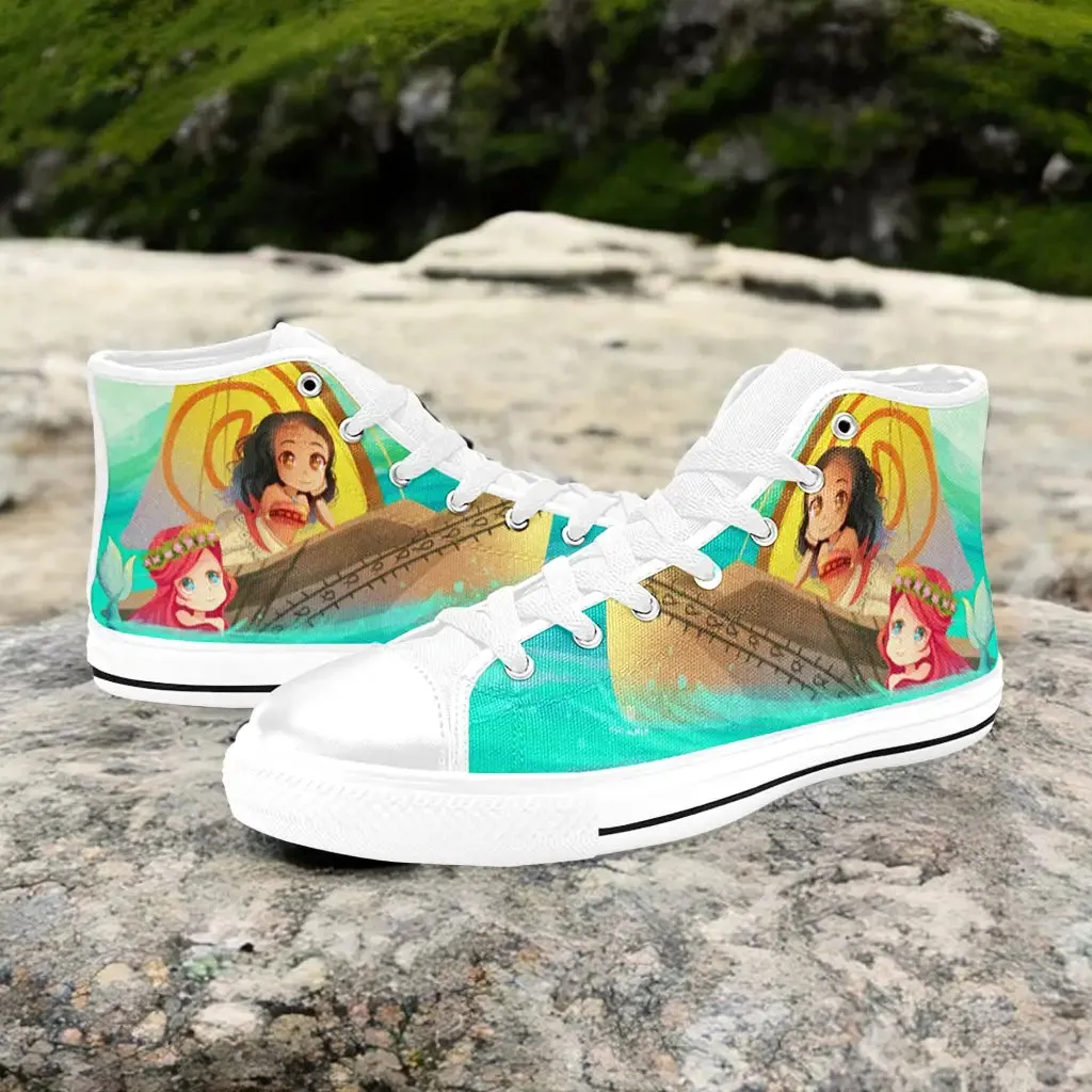Princess Moana Waialiki Ariel The Little Mermaid Shoes High Top Sneakers for Kids and Adults