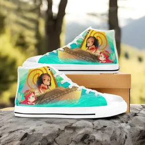 Princess Moana Waialiki Ariel The Little Mermaid Shoes High Top Sneakers for Kids and Adults