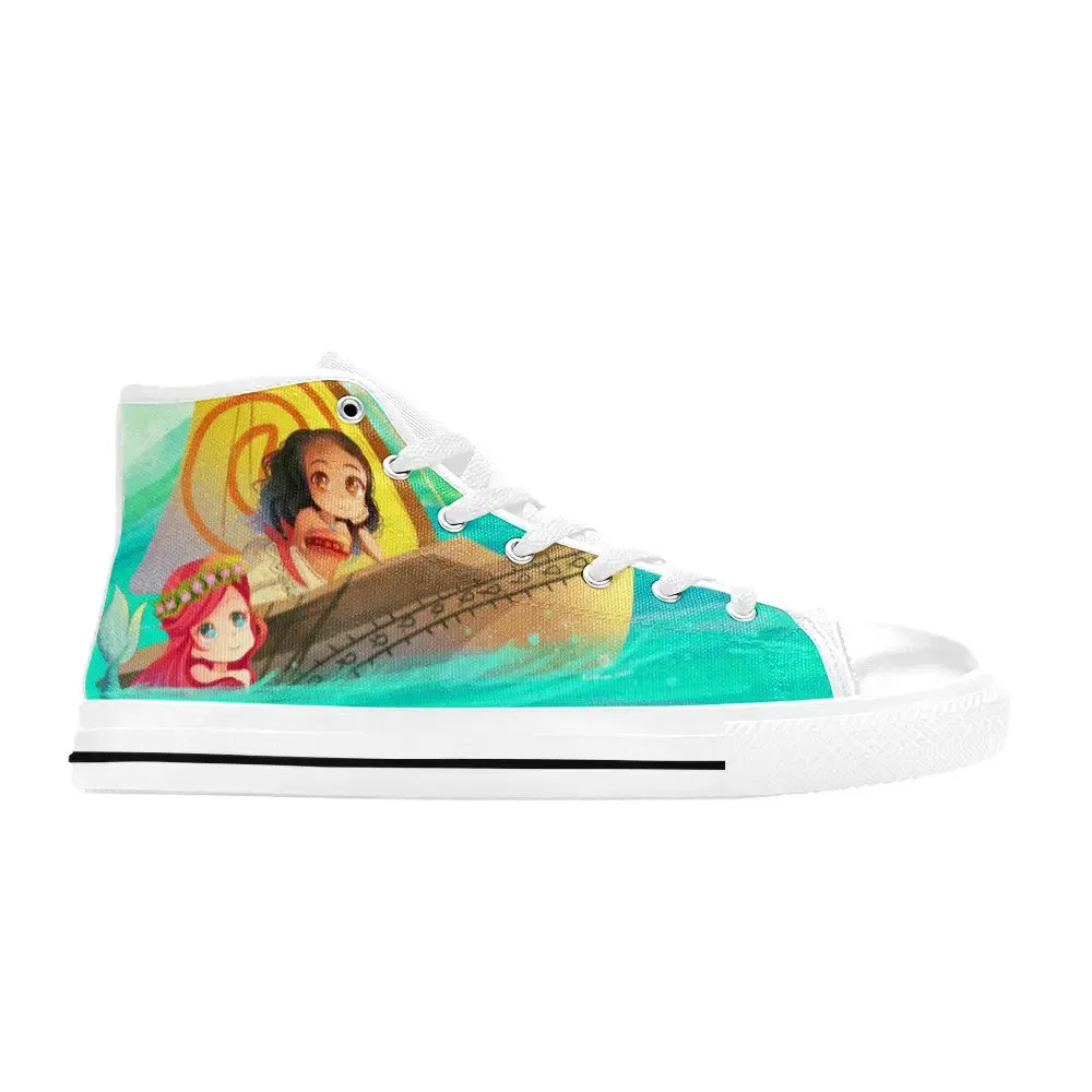 Princess Moana Waialiki Ariel The Little Mermaid Shoes High Top Sneakers for Kids and Adults