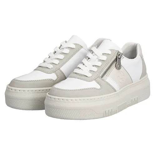 Rieker Ladies Platform Trainers - M1909-80 - White/.Beige
