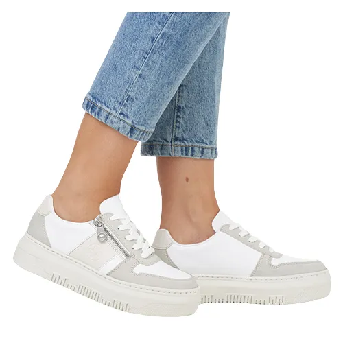 Rieker Ladies Platform Trainers - M1909-80 - White/.Beige