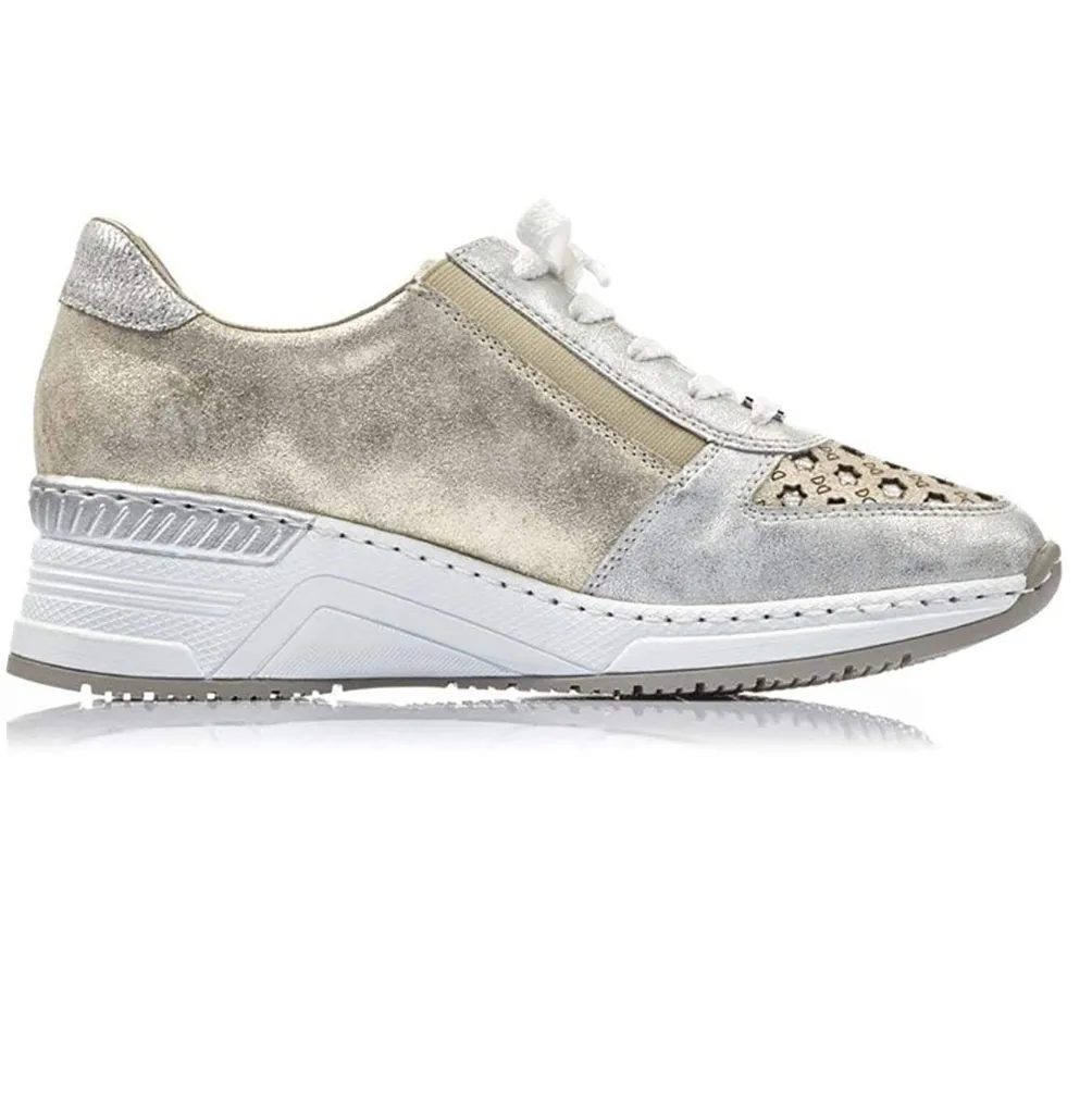 Rieker Womens Fashion Trainers - White / Gold