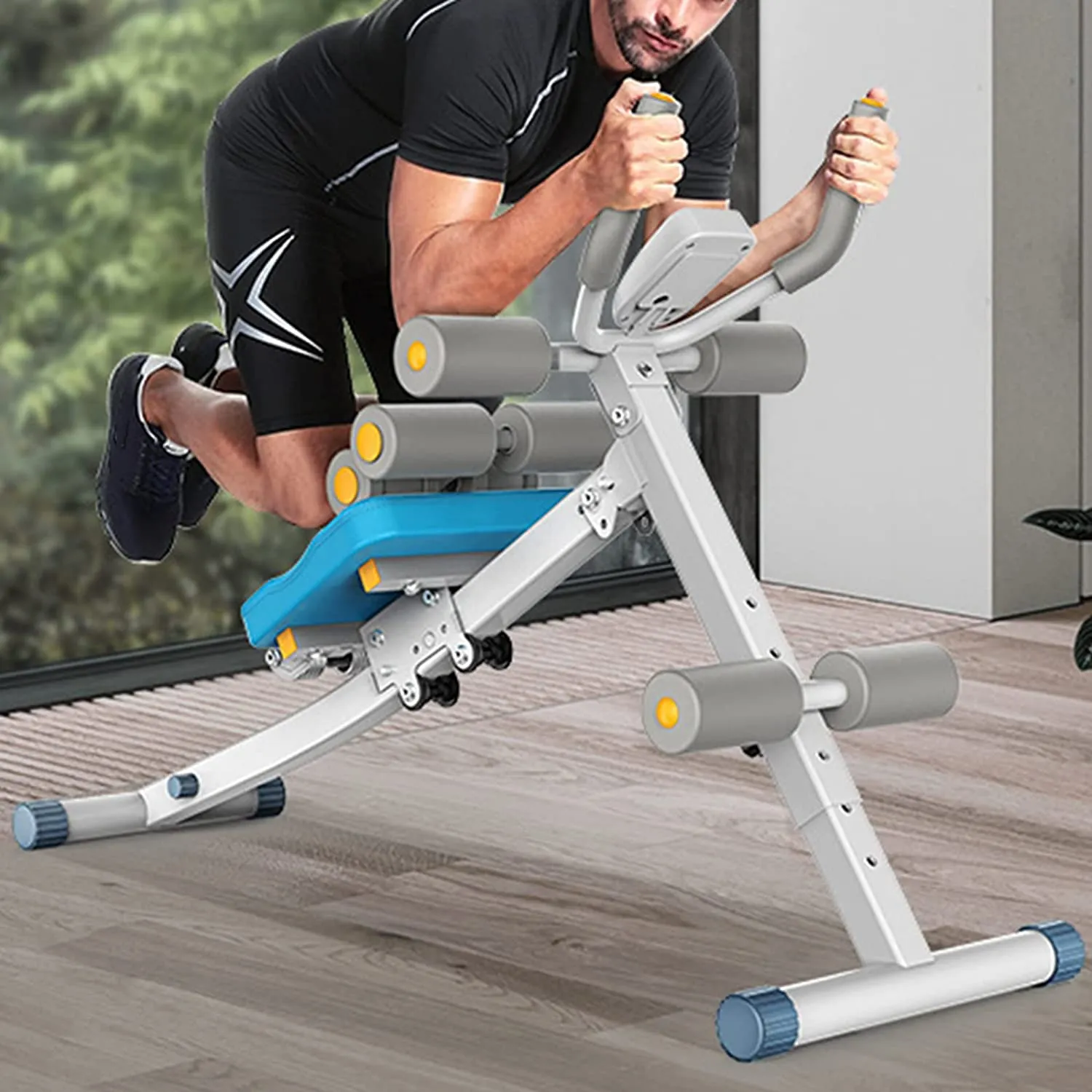 Rowing Machine Foldable Ab Trainer & Sit Up Bench 2 in 1 Workout Machine