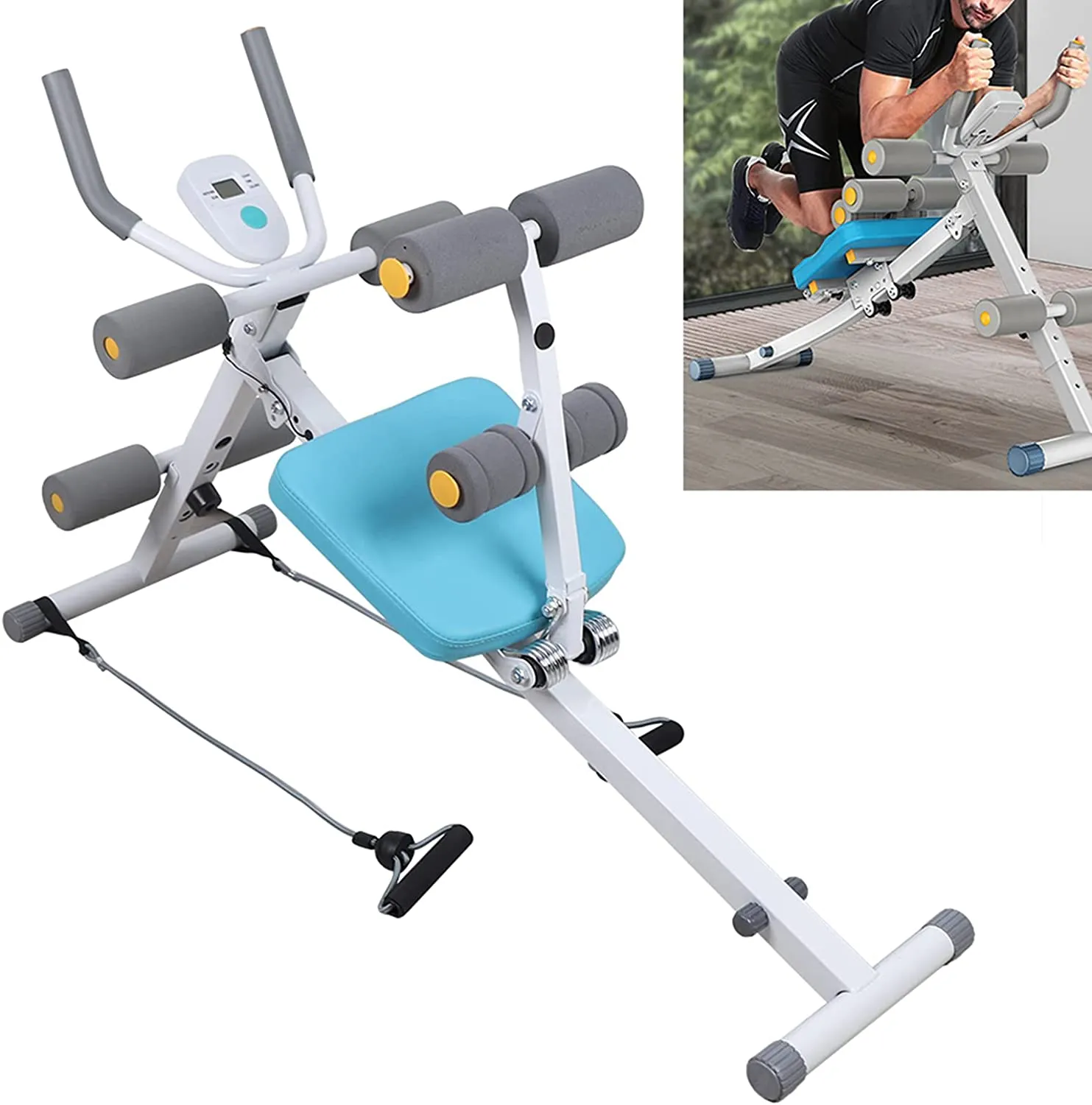 Rowing Machine Foldable Ab Trainer & Sit Up Bench 2 in 1 Workout Machine