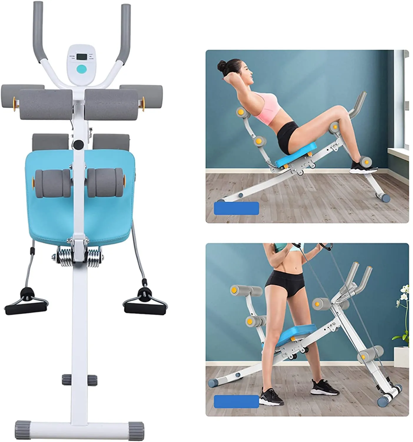 Rowing Machine Foldable Ab Trainer & Sit Up Bench 2 in 1 Workout Machine