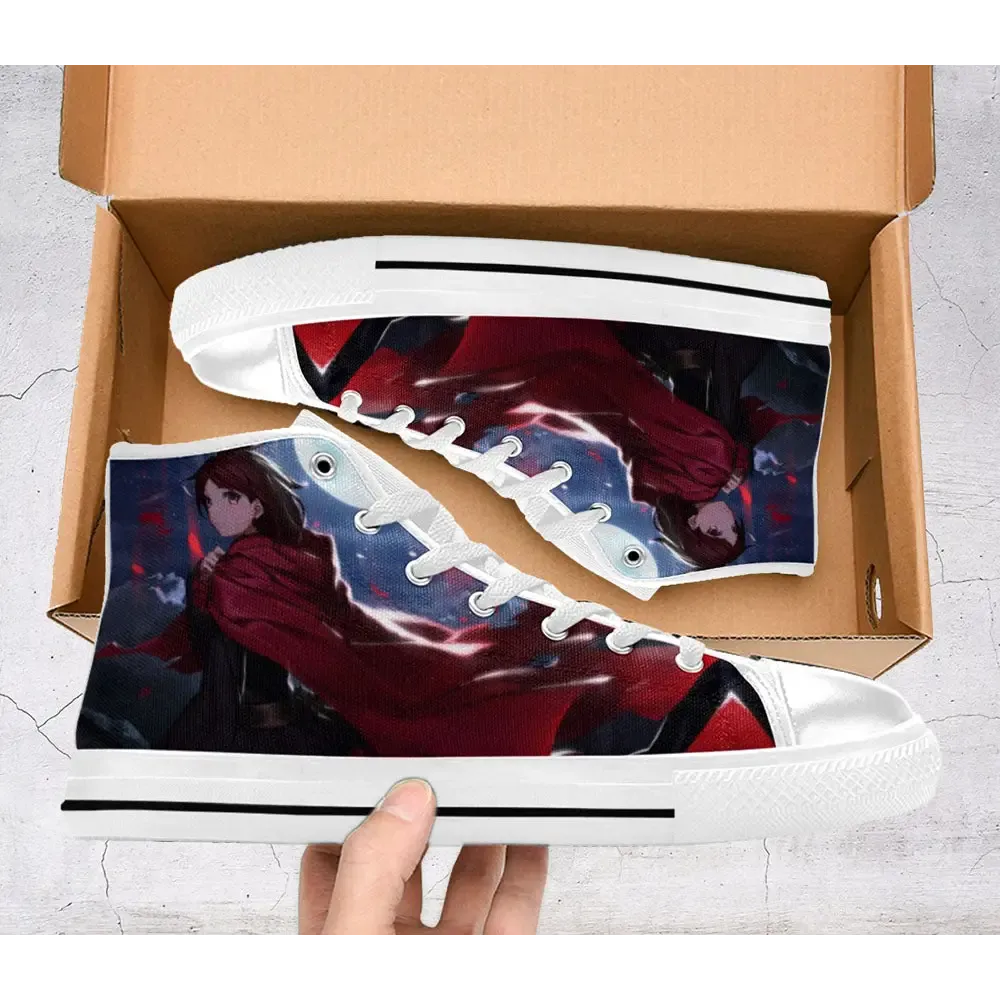 RWBY Ruby Rose Shoes High Top Sneakers for Kids and Adults