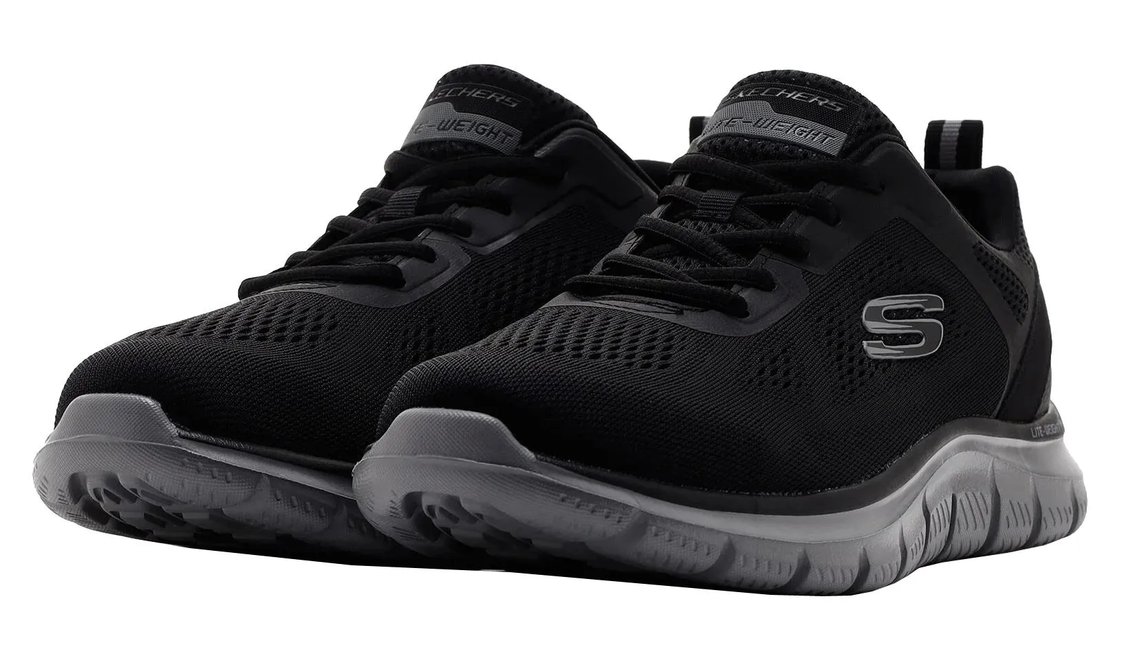 Skechers Track Broader Black Charcoal Mens Trainers Shoes