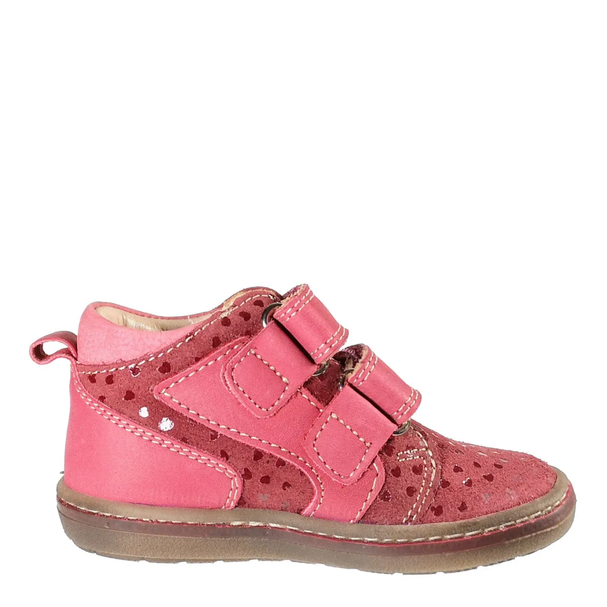 Szamos kid girl sneakers red with beige heart decor toddler/little kid/big kid size