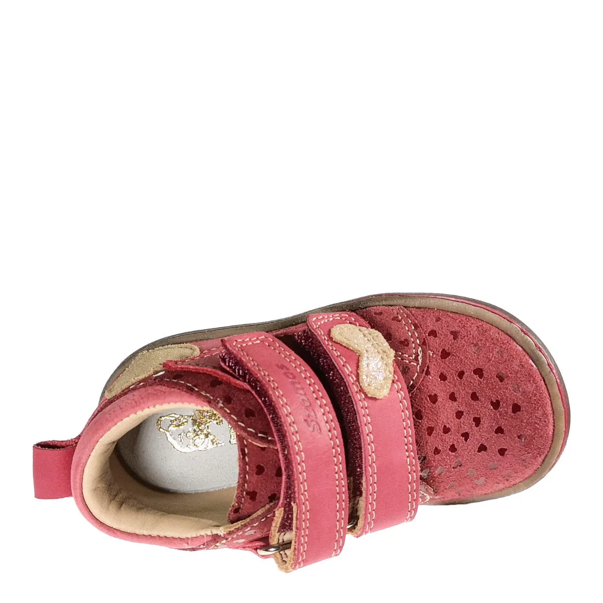 Szamos kid girl sneakers red with beige heart decor toddler/little kid/big kid size