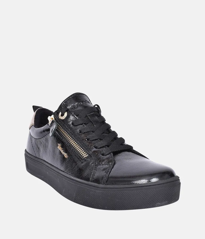 Tamaris Comfortable Black Patent Trainers
