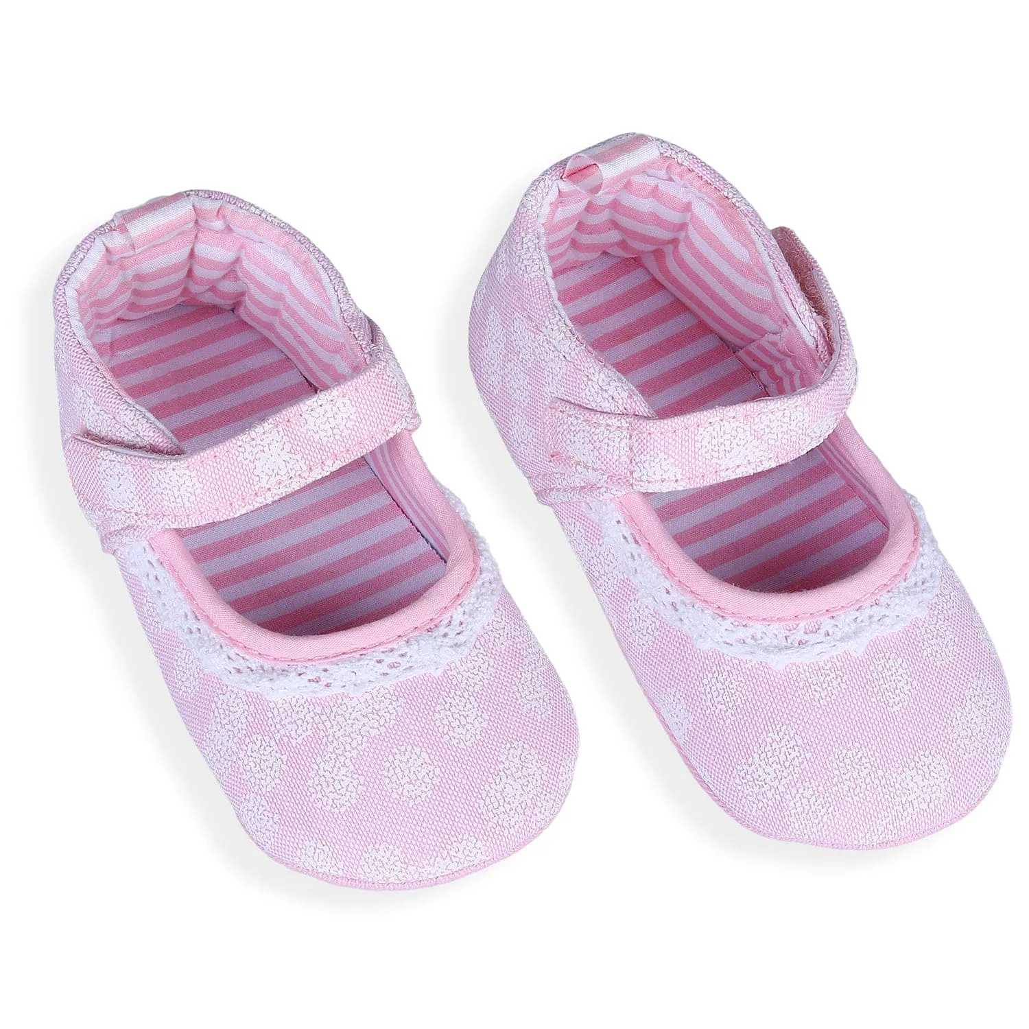 Textured Hookloop Premium Girls Anti-Slip Ballerina Shoes - Pink