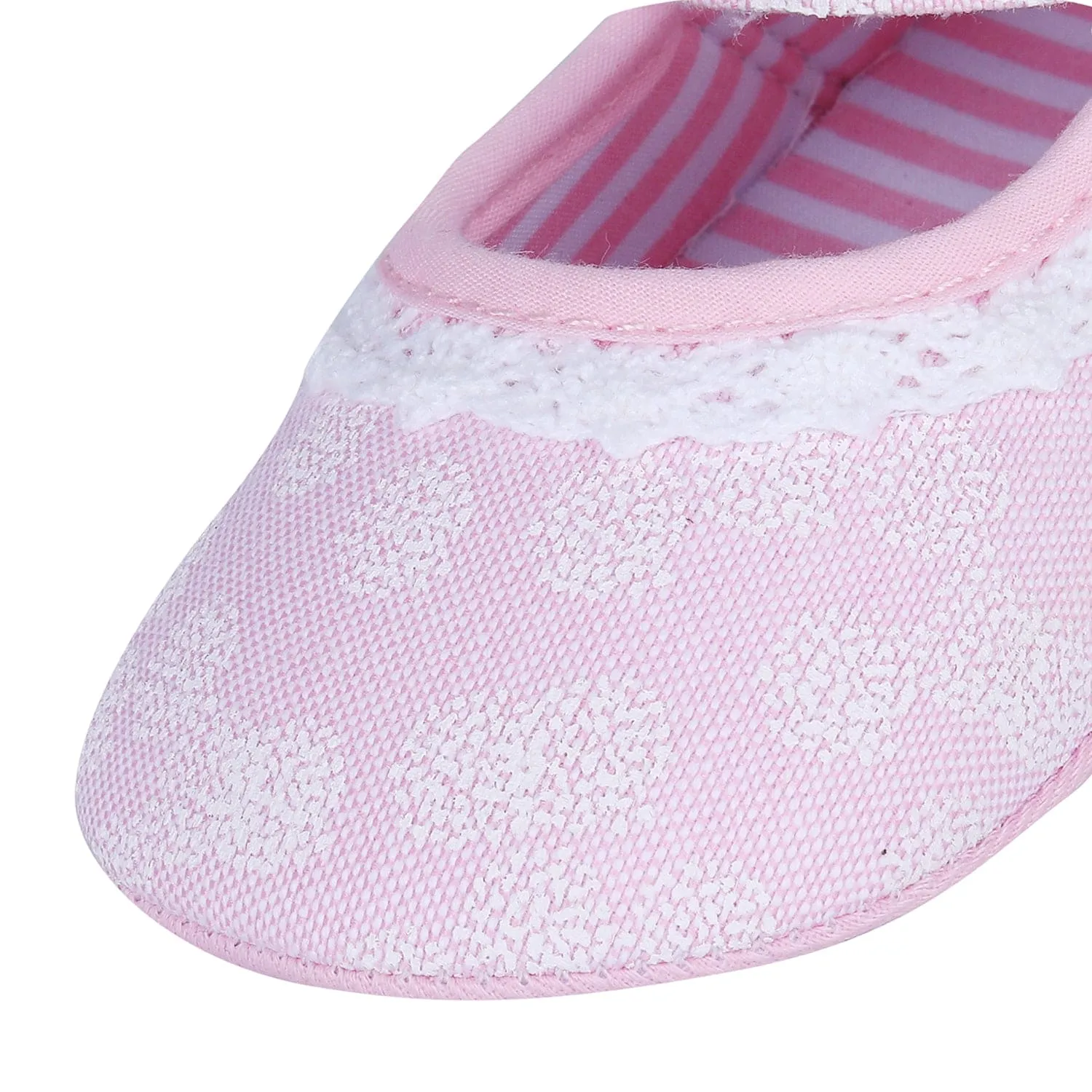 Textured Hookloop Premium Girls Anti-Slip Ballerina Shoes - Pink