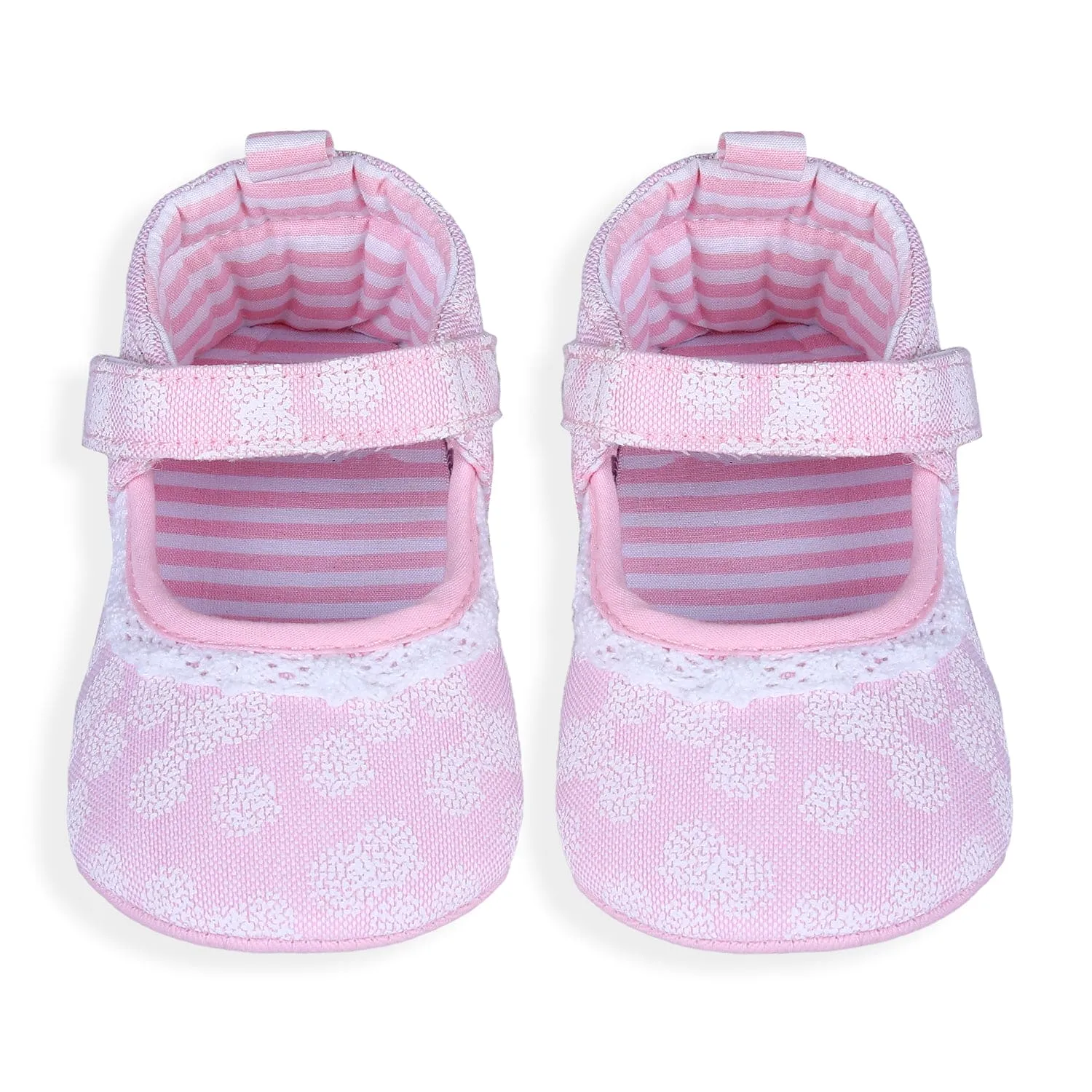 Textured Hookloop Premium Girls Anti-Slip Ballerina Shoes - Pink
