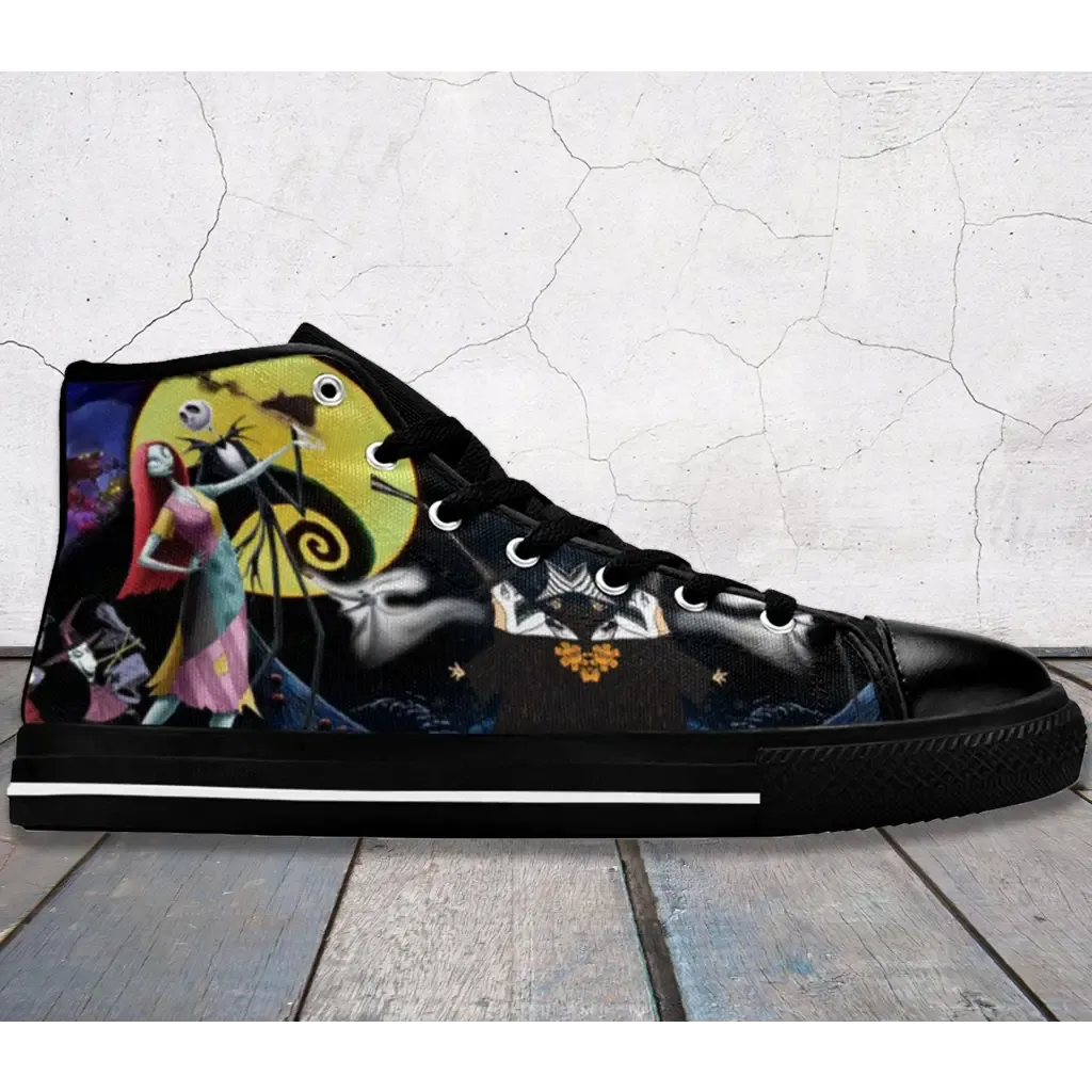 The Nightmare Before Christmas Jack Skellington Sally Shoes High Top Sneakers for Kids and Adults