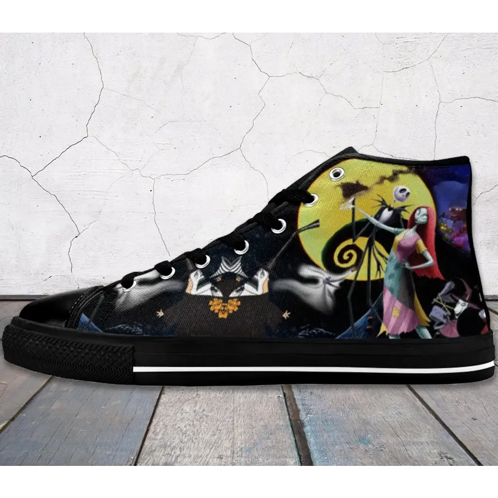 The Nightmare Before Christmas Jack Skellington Sally Shoes High Top Sneakers for Kids and Adults