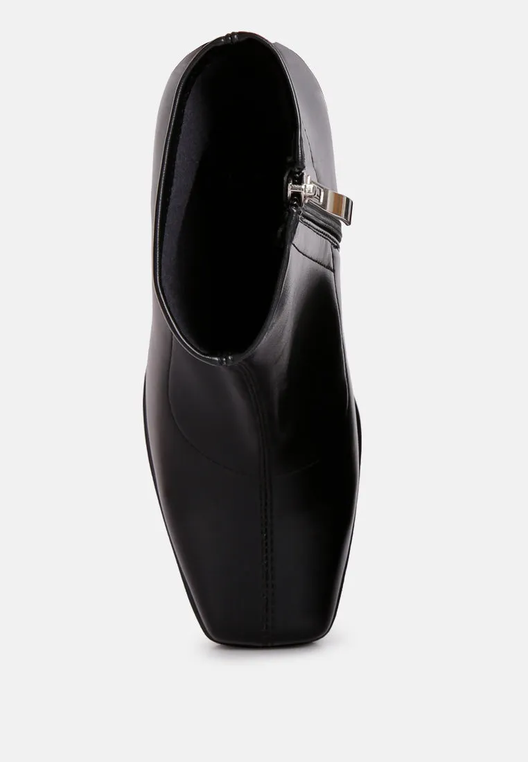tintin square toe ankle heeled boots