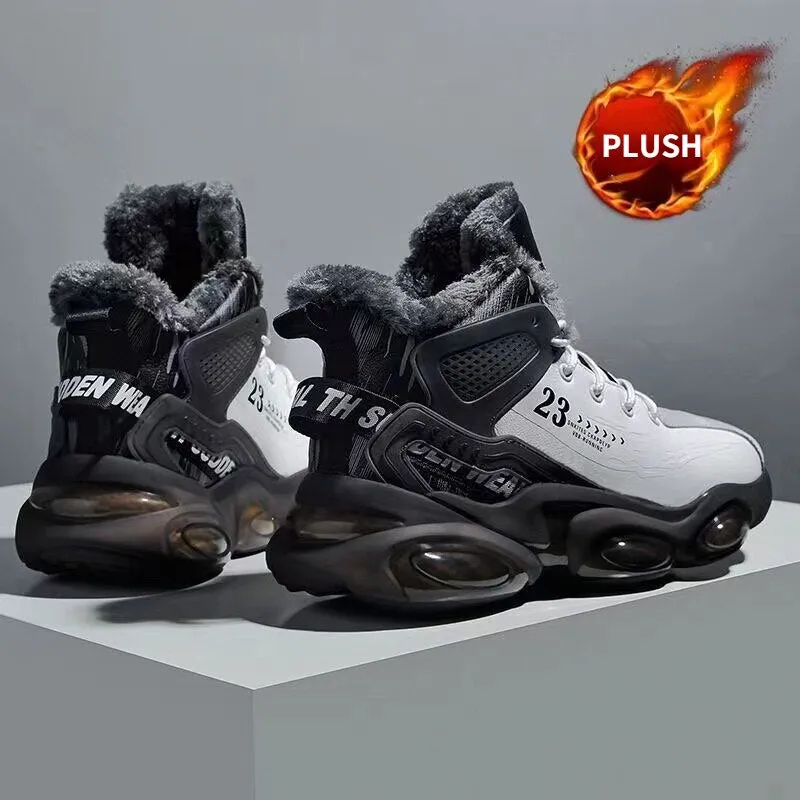 Topvivi Winter Men's Ravr Waterproof Sneakers: Leather Casual Shoes with Plush Warm Lining