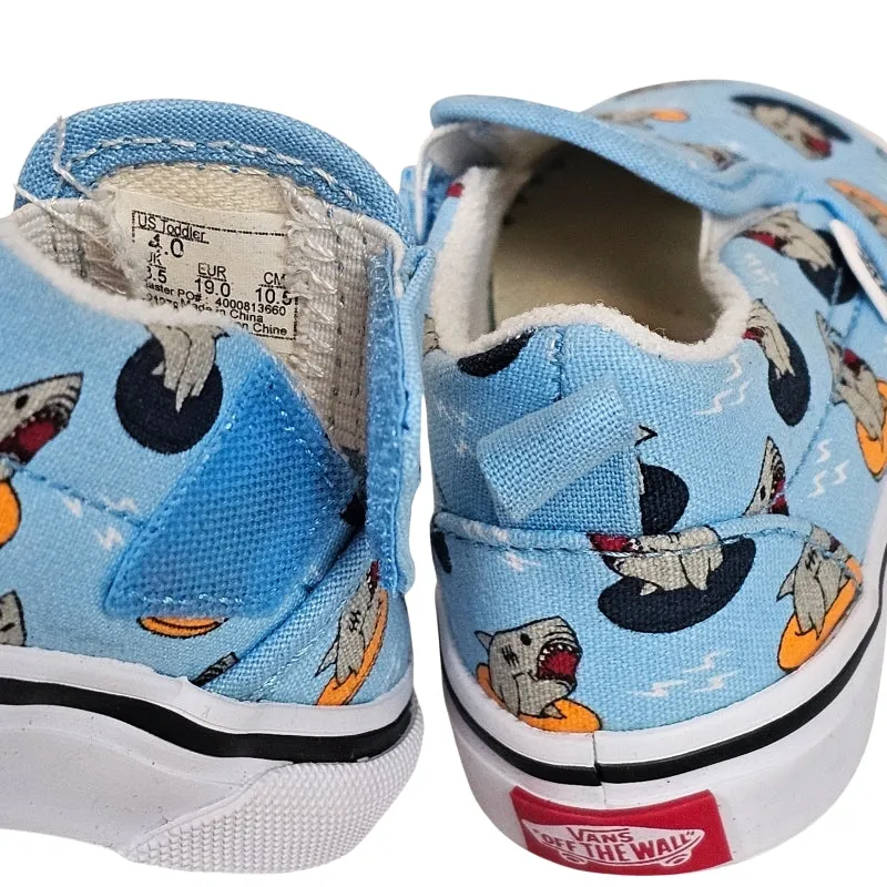 Vans Boys Shark Shoes Size 4 Blue NWT
