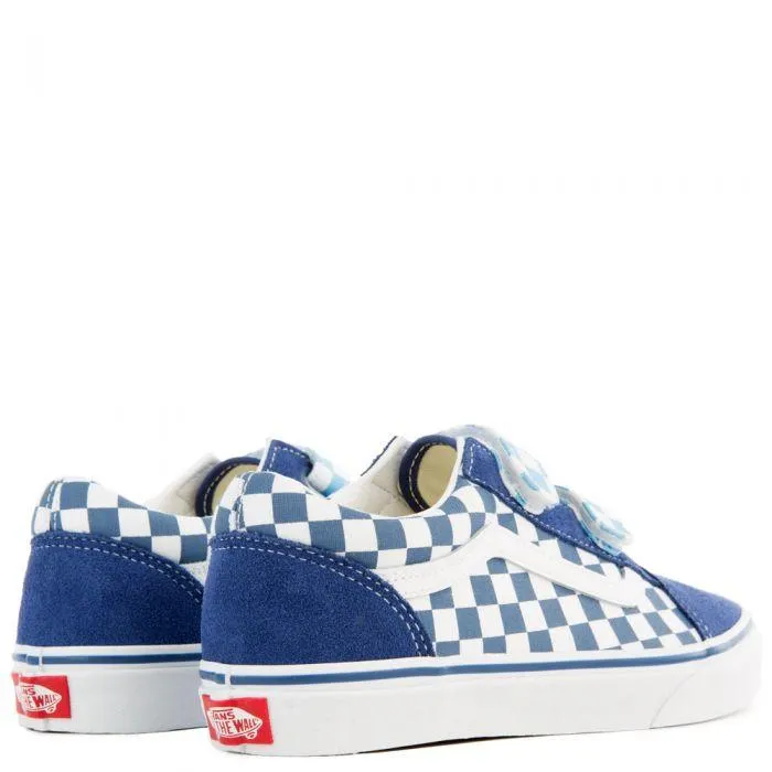 VANS Kids Old Skool V Checkerboard, Blue/ True White