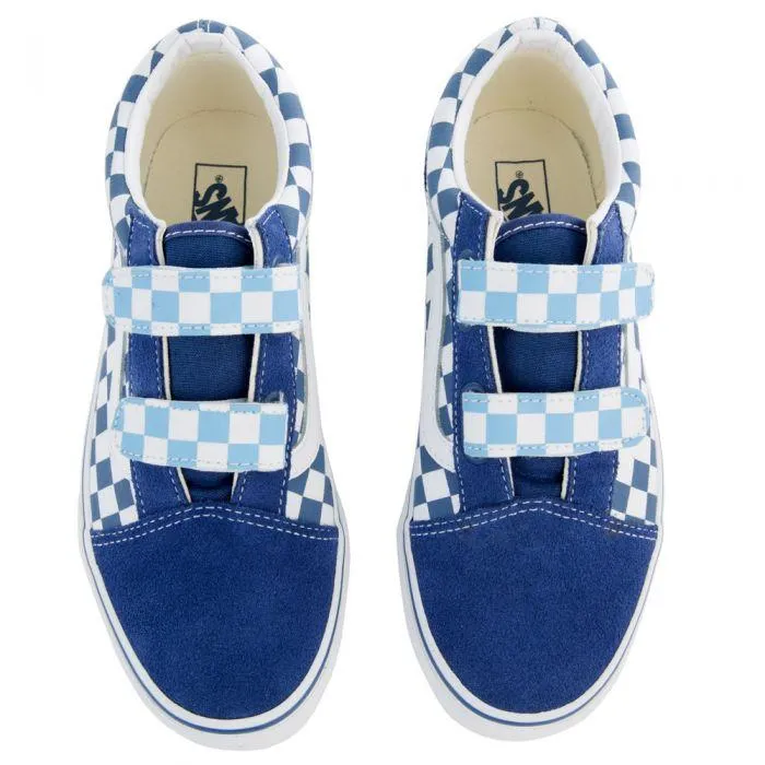 VANS Kids Old Skool V Checkerboard, Blue/ True White