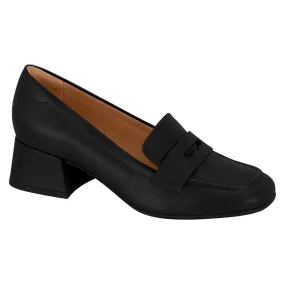 Vizzano 1426-102 Block Heel Round Toe Loafer Pump in Black Napa
