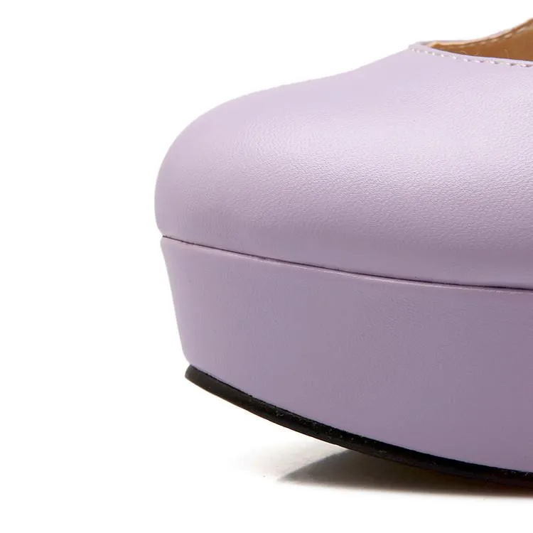 Woman High Heeled Buckle Platform Pumps