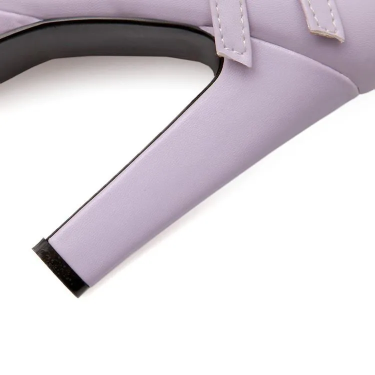 Woman High Heeled Buckle Platform Pumps