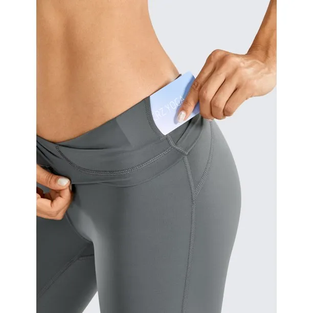 Women's Naked Feeling Mid-Waist Mesh Tights Yoga Capri Workout Leggings