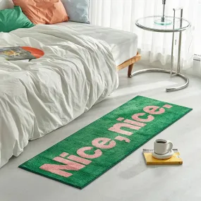 Yeknu Tufting Letters Rug Soft Fluffy Long Anti Slip Bedroom Bedside Mat Floor Pad Kids Room Carpet Nursery Home Spring Decor 50x160cm