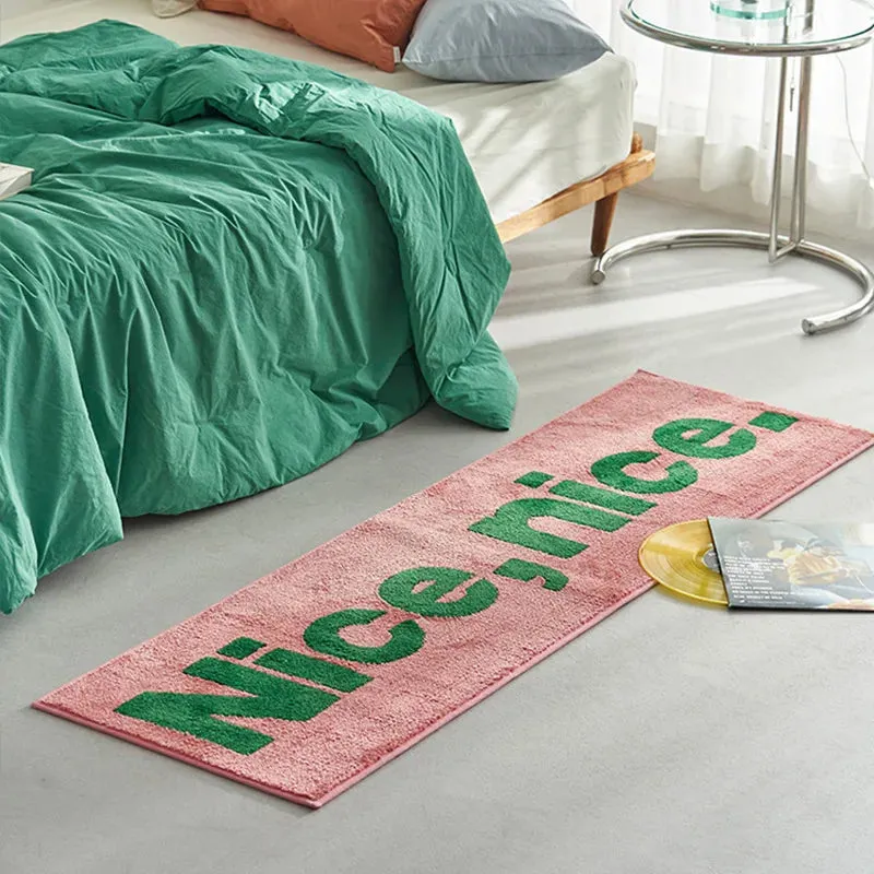 Yeknu Tufting Letters Rug Soft Fluffy Long Anti Slip Bedroom Bedside Mat Floor Pad Kids Room Carpet Nursery Home Spring Decor 50x160cm