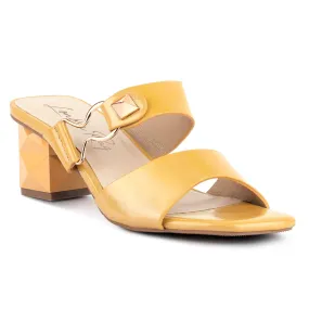 Yellow Hookup Geometric Cut Block Heel Slides